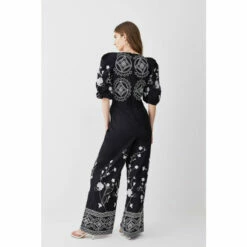 Outlet 👏 KarenMillen Floral & Geo Embroidered Woven Jumpsuit For Female 🎁 -Karen Millen Sales unnamed file 314