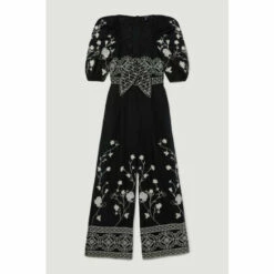 Outlet 👏 KarenMillen Floral & Geo Embroidered Woven Jumpsuit For Female 🎁 -Karen Millen Sales unnamed file 315
