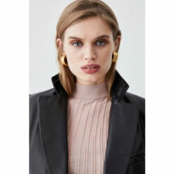 Brand new 😉 KarenMillen Leather Nipped Waist Tailored Midi 🧥 Coat For Female 👏 -Karen Millen Sales unnamed file 3151