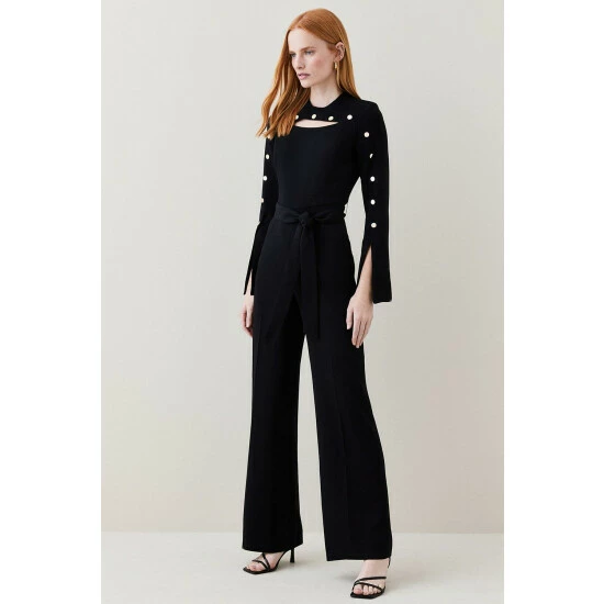Brand new ๐ฅฐ KarenMillen Compact Viscose Stud Sleeve Wide Leg Jumpsuit For Female ๐ 6 Brand new ๐ฅฐ KarenMillen Compact Viscose Stud Sleeve Wide Leg Jumpsuit For Female ๐ - Image 6