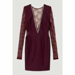 Hot Sale 🛒 KarenMillen Lace Front Diamante Mini 👗 Dress For Female 🤩 -Karen Millen Sales unnamed file 3176