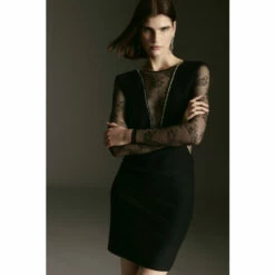 Hot Sale 🛒 KarenMillen Lace Front Diamante Mini 👗 Dress For Female 🤩 -Karen Millen Sales unnamed file 3179