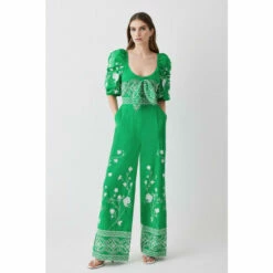 Outlet 👏 KarenMillen Floral & Geo Embroidered Woven Jumpsuit For Female 🎁 -Karen Millen Sales unnamed file 318