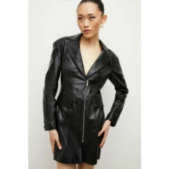 Brand new ✔️ KarenMillen Leather Moto Fitted Biker Blazer Mini 👗 Dress For Female 😉 -Karen Millen Sales unnamed file 3182