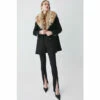 Budget 🛒 KarenMillen Italian Wool Mix Faux Fur Collar Short 🧥 Coat For Female 🔔