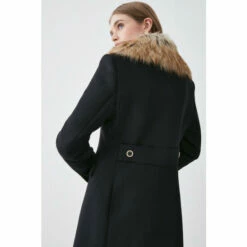 Budget 🛒 KarenMillen Italian Wool Mix Faux Fur Collar Short 🧥 Coat For Female 🔔 -Karen Millen Sales unnamed file 3191