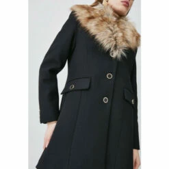 Budget 🛒 KarenMillen Italian Wool Mix Faux Fur Collar Short 🧥 Coat For Female 🔔 -Karen Millen Sales unnamed file 3192