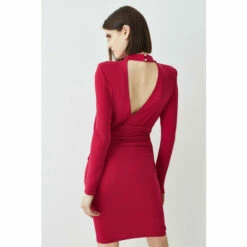 Coupon 🤩 KarenMillen Jersey Crepe Rouched Long Sleeve Mini 👗 Dress For Female ✨ -Karen Millen Sales unnamed file 321