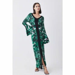 New ⌛ KarenMillen Petite Slinky Jacquard Full Sleeve Knitted Maxi 👗 Dress For Female 😍 -Karen Millen Sales unnamed file 3212