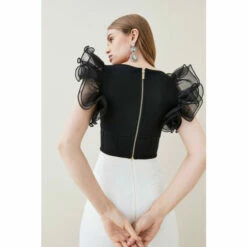 Hot Sale ⭐ KarenMillen Bandage Organza Frill Detail Top For Female 😀 -Karen Millen Sales unnamed file 3224