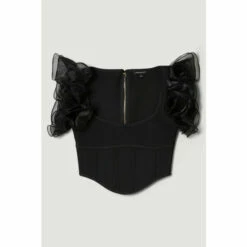 Hot Sale ⭐ KarenMillen Bandage Organza Frill Detail Top For Female 😀 -Karen Millen Sales unnamed file 3225