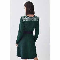 Coupon ⌛ KarenMillen Petite Cut And Sew Tweed Panel Long Sleeve Skater 👗 Dress For Female ⌛ -Karen Millen Sales unnamed file 3230