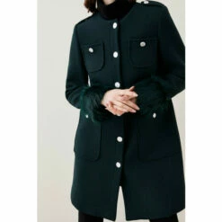 Cheap 💯 KarenMillen Italian Wool Faux Fur Cuff Midi 🧥 Coat For Female ✔️ -Karen Millen Sales unnamed file 3239
