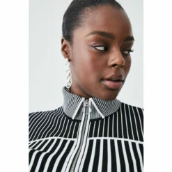 Top 10 🔔 KarenMillen Plus Size Mono Zip Through Jacquard Knit Sporty Cardi For Female 🌟 -Karen Millen Sales unnamed file 3272