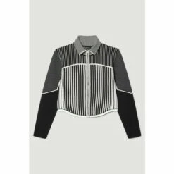 Top 10 🔔 KarenMillen Plus Size Mono Zip Through Jacquard Knit Sporty Cardi For Female 🌟 -Karen Millen Sales unnamed file 3273