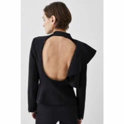 Buy 🎁 KarenMillen Italian Wool Satin Statement Ruffle Tailored Jacket For Female 🔥 -Karen Millen Sales unnamed file 329