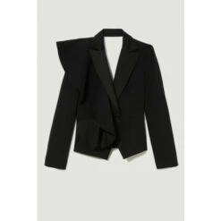 Buy 🎁 KarenMillen Italian Wool Satin Statement Ruffle Tailored Jacket For Female 🔥 -Karen Millen Sales unnamed file 330