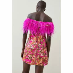 Outlet 👏 KarenMillen Italian Signature Stretch Chain Feather Bardot Mini 👗 Dress For Female ✨ -Karen Millen Sales unnamed file 3300