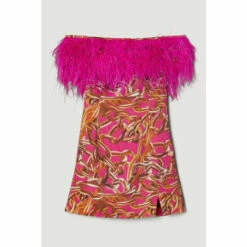 Outlet 👏 KarenMillen Italian Signature Stretch Chain Feather Bardot Mini 👗 Dress For Female ✨ -Karen Millen Sales unnamed file 3301