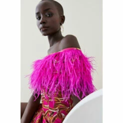 Outlet 👏 KarenMillen Italian Signature Stretch Chain Feather Bardot Mini 👗 Dress For Female ✨ -Karen Millen Sales unnamed file 3302