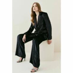 Promo ⌛ KarenMillen Slinky Velvet Wide Leg Tailored Trouser For Female ❤️ -Karen Millen Sales unnamed file 3306