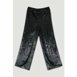 Promo ⌛ KarenMillen Slinky Velvet Wide Leg Tailored Trouser For Female ❤️ -Karen Millen Sales unnamed file 3307