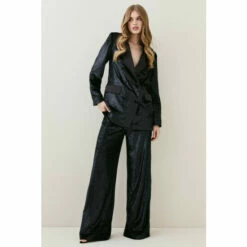 Promo ⌛ KarenMillen Slinky Velvet Wide Leg Tailored Trouser For Female ❤️ -Karen Millen Sales unnamed file 3309