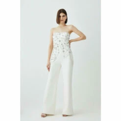 Best deal 🧨 KarenMillen Crystal Embellished Woven Jumpsuit For Female 😍