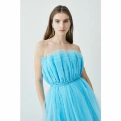 Hot Sale 🔔 KarenMillen Layered Corset Detail Tulle Woven Bardot Top For Female 😍