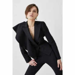 Buy 🎁 KarenMillen Italian Wool Satin Statement Ruffle Tailored Jacket For Female 🔥 -Karen Millen Sales unnamed file 333