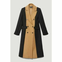 Outlet ⌛ KarenMillen Italian Virgin Wool Colourblock Tailored 🧥 Coat For Female 🤩 -Karen Millen Sales unnamed file 3341
