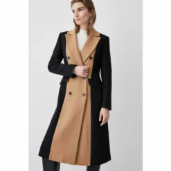 Outlet ⌛ KarenMillen Italian Virgin Wool Colourblock Tailored 🧥 Coat For Female 🤩 -Karen Millen Sales unnamed file 3344