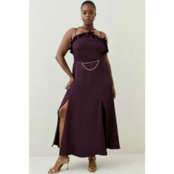 Coupon 🎁 KarenMillen Plus Size Utility Viscose Twill Halter Strappy 👗 Dress For Female 🔥 -Karen Millen Sales unnamed file 3364