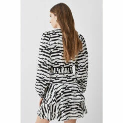 Deals 🧨 KarenMillen Geo Print Satin Piped Tiered Belted Mini 👗 Dress For Female 😉 -Karen Millen Sales unnamed file 3397