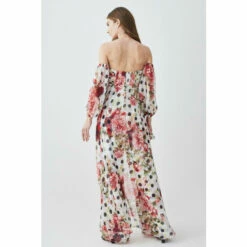 Best deal 🎉 KarenMillen Spot Floral Chiffon Bardot Wide Leg Jumpsuit For Female 🌟 -Karen Millen Sales unnamed file 341