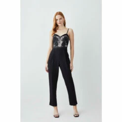 Discount 👏 KarenMillen Petite Lace Embroidered Woven Jumpsuit For Female 🌟 -Karen Millen Sales unnamed file 3410