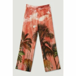 Hot Sale 🧨 KarenMillen Petite Satin Palm Printed Woven Trousers For Female 🌟 -Karen Millen Sales unnamed file 3414