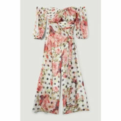 Best deal 🎉 KarenMillen Spot Floral Chiffon Bardot Wide Leg Jumpsuit For Female 🌟 -Karen Millen Sales unnamed file 342