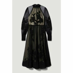Discount 🛒 KarenMillen Lydia Millen Tall Floral Applique Mesh Woven Midi 👗 Dress For Female 🥰 -Karen Millen Sales unnamed file 3420