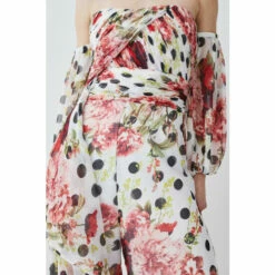 Best deal 🎉 KarenMillen Spot Floral Chiffon Bardot Wide Leg Jumpsuit For Female 🌟 -Karen Millen Sales unnamed file 343