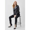 Budget 😀 KarenMillen Leather Patent Panel Detail Biker Jacket For Female 😀
