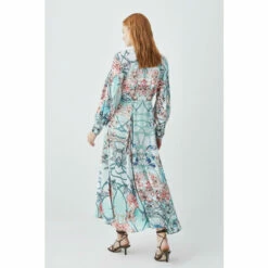 New 😉 KarenMillen Mirrored Floral Satin Woven Midi 👗 Dress For Female 😍 -Karen Millen Sales unnamed file 3441