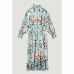 New 😉 KarenMillen Mirrored Floral Satin Woven Midi 👗 Dress For Female 😍 -Karen Millen Sales unnamed file 3442