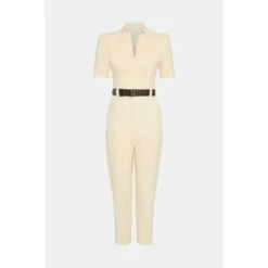 Best Sale 💯 KarenMillen Petite Structured Crepe Forever Belt Jumpsuit For Female 🎁 -Karen Millen Sales unnamed file 3449