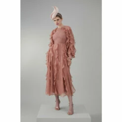 Top 10 🔥 KarenMillen Frill Lace Trim Woven Maxi 👗 Dress For Female 🧨