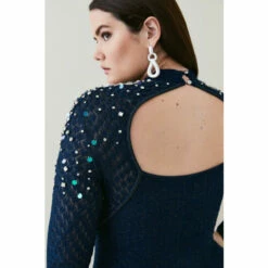 Wholesale 🎁 KarenMillen Plus Size Crystal Embellished Stitch Knit Mini 👗 Dress For Female 😀 -Karen Millen Sales unnamed file 3473
