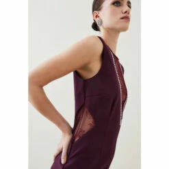 Best Pirce ✨ KarenMillen Petite Lace Front Diamante Jersey Midi 👗 Dress For Female 😀 -Karen Millen Sales unnamed file 3486