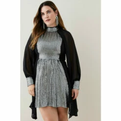 Deals 👍 KarenMillen Plus Size Sequin Georgette Woven Mini 👗 Dress For Female 🔥