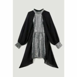 Deals 👍 KarenMillen Plus Size Sequin Georgette Woven Mini 👗 Dress For Female 🔥 -Karen Millen Sales unnamed file 3497