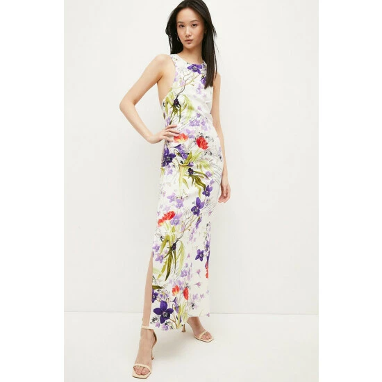 Cheapest ✨ KarenMillen Scattering Viola And Tulipa Floral Compact Viscose Cross Back Maxi For Female 🔥 1 Cheapest ✨ KarenMillen Scattering Viola And Tulipa Floral Compact Viscose Cross Back Maxi For Female 🔥